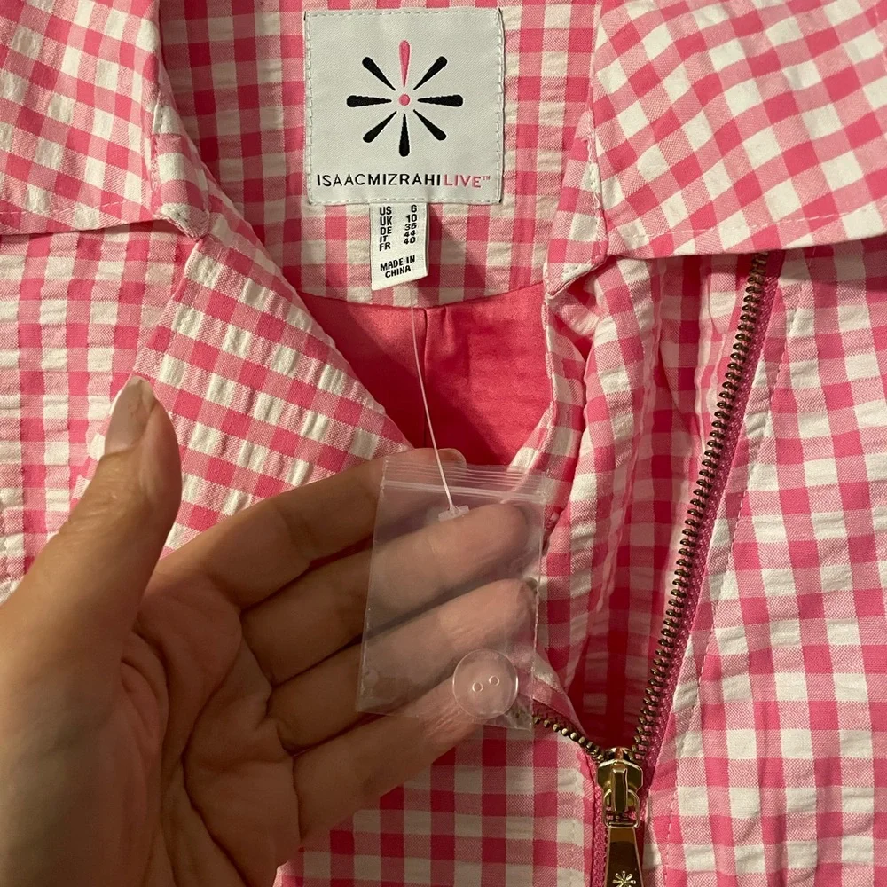 NWOT Issac Mizrahi Live Gingham Jacket - Picture 8 of 16